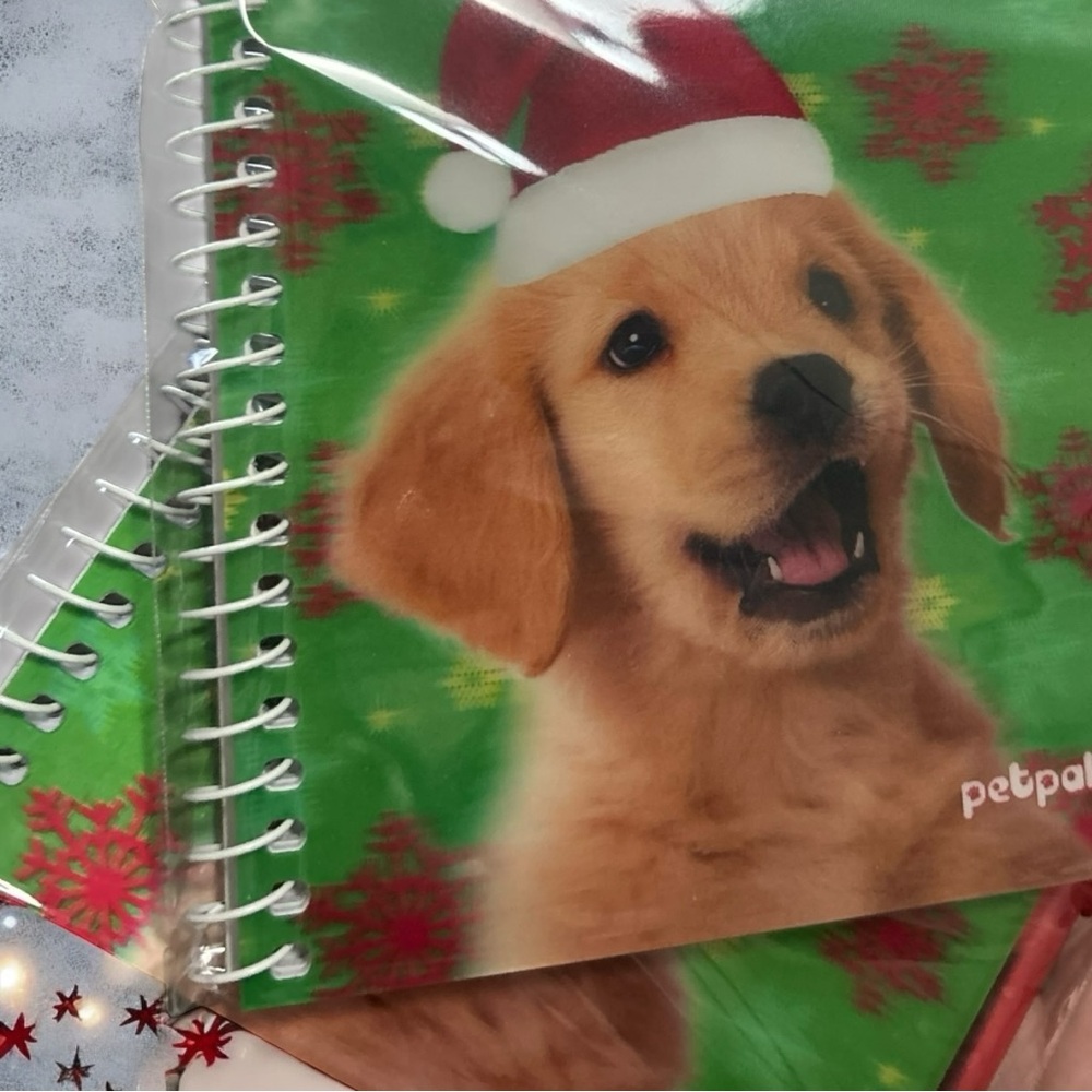 Holiday Golden Retriever Santa Hat Petpals Notebook & Pen SetChristmas